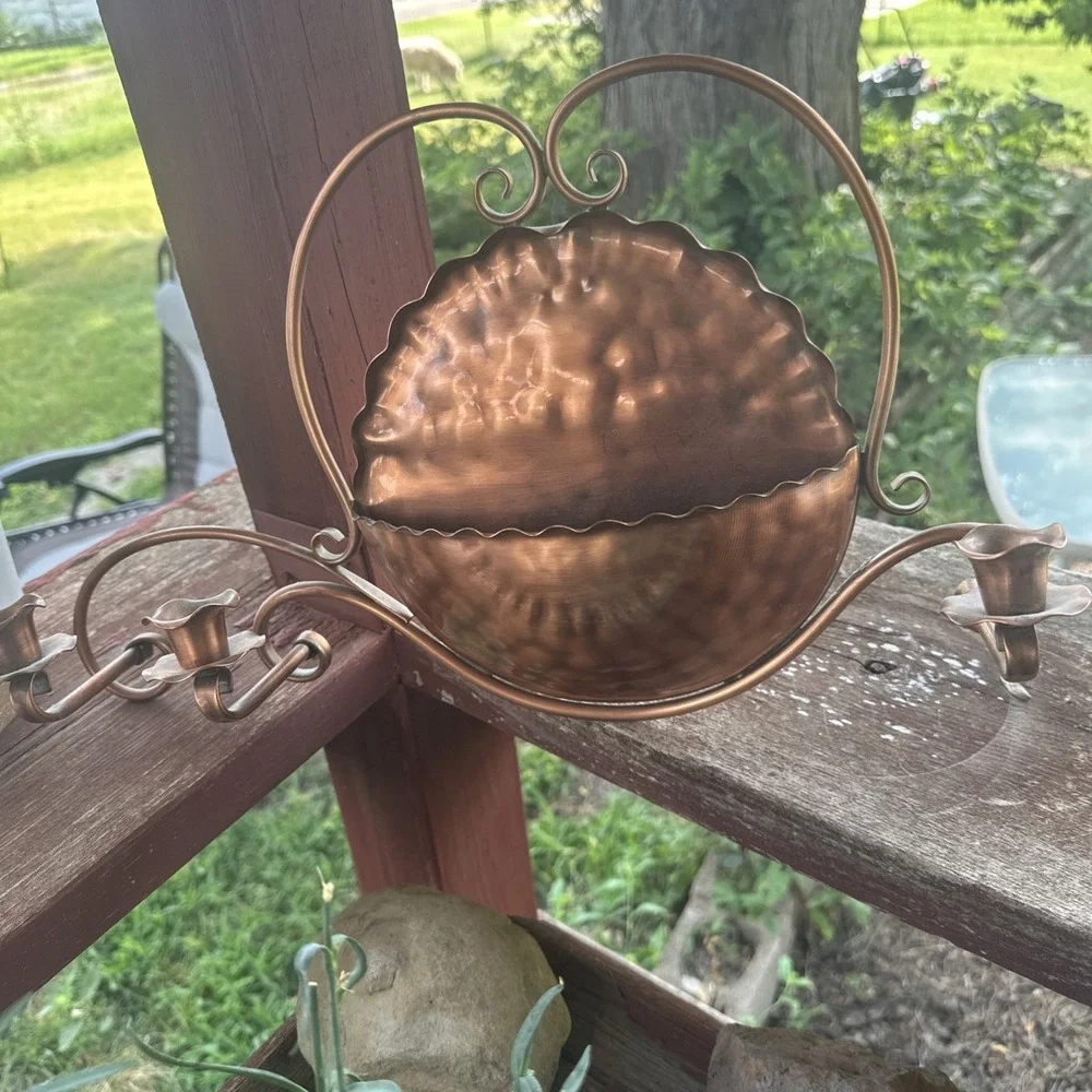 vintage Gregorian solid copper Wall Pocket And Taper Candle Holder
